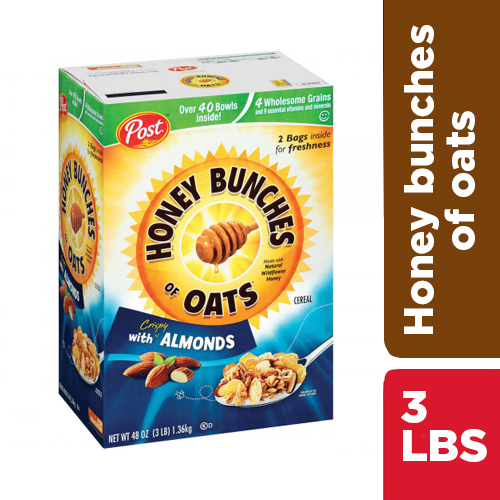 HONEY BUNCHES OF OATS WITH ALMONDS POST [ 2 BAGS ] - 1.36 KGS / 3 LBS