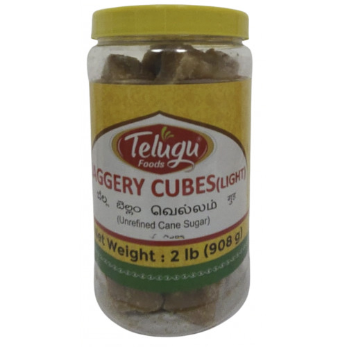 JAGGERY CUBES LIGHT IN PET JAR TELUGU - 2 LB / 907 GMS