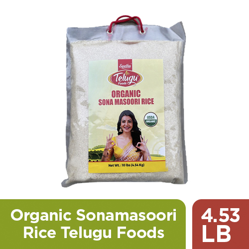 ORGANIC SONAMASOORI RICE TELUGU FOODS - 4.53 KGS / 10 LBS