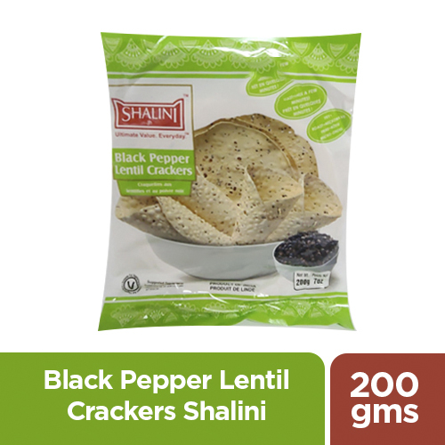 BLACK PEPPER LENTIL CRACKERS SHALINI - 200 GMS