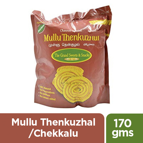 MULLU THENKUZHAL / CHEKKALU GRAND SWEETS AND SNACKS - 170 GMS / 6 OZ