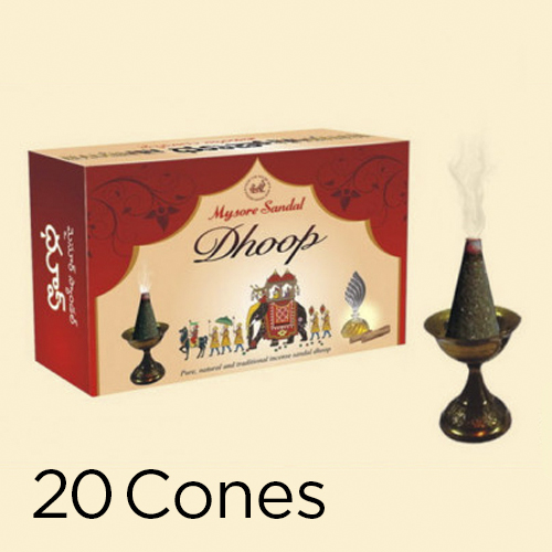 INCENSE DHOOP CONES SANDAL MYSORE SANDAL - 20 CONES