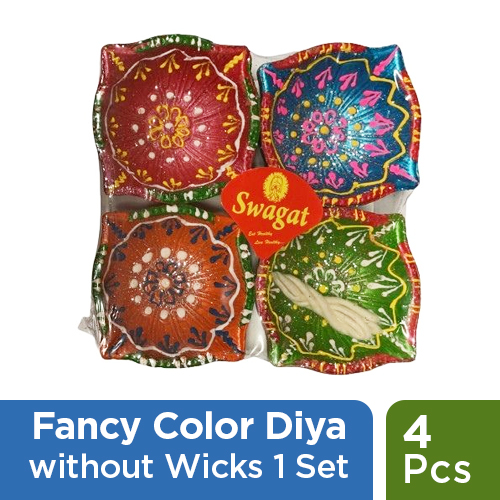 FANCY COLOR DIYA WITHOUT WICKS 4 PCS [TYPE 006] - 1 SET